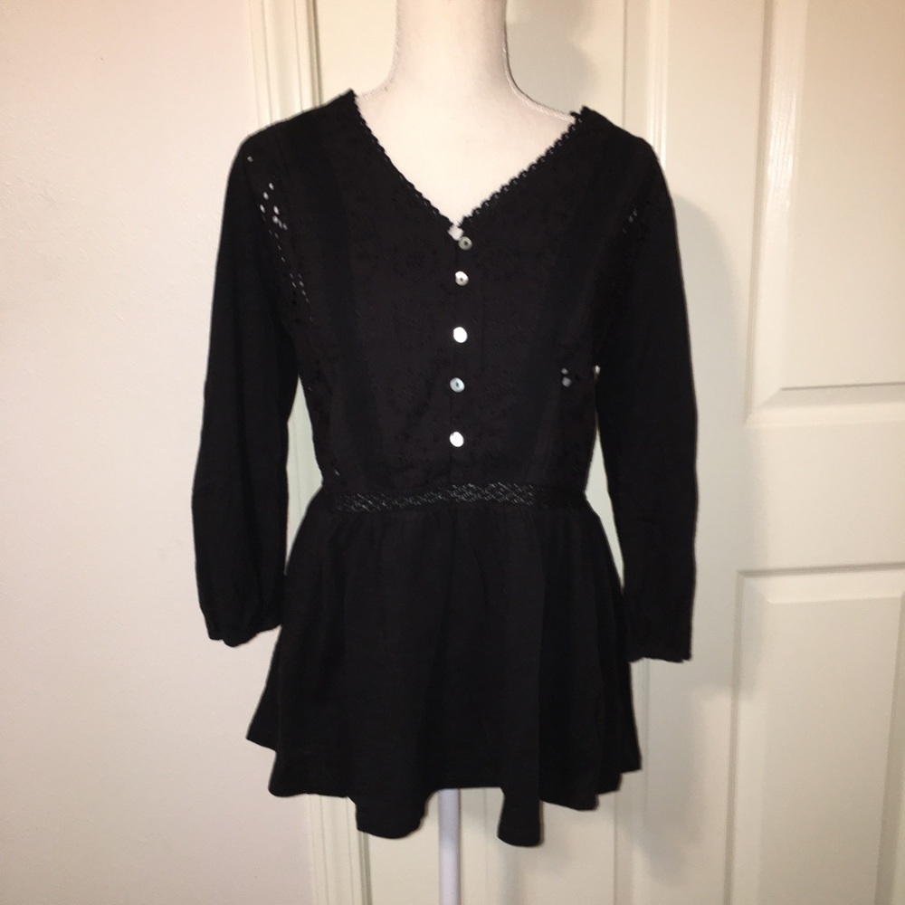 Cato Eyelet Peplum Top